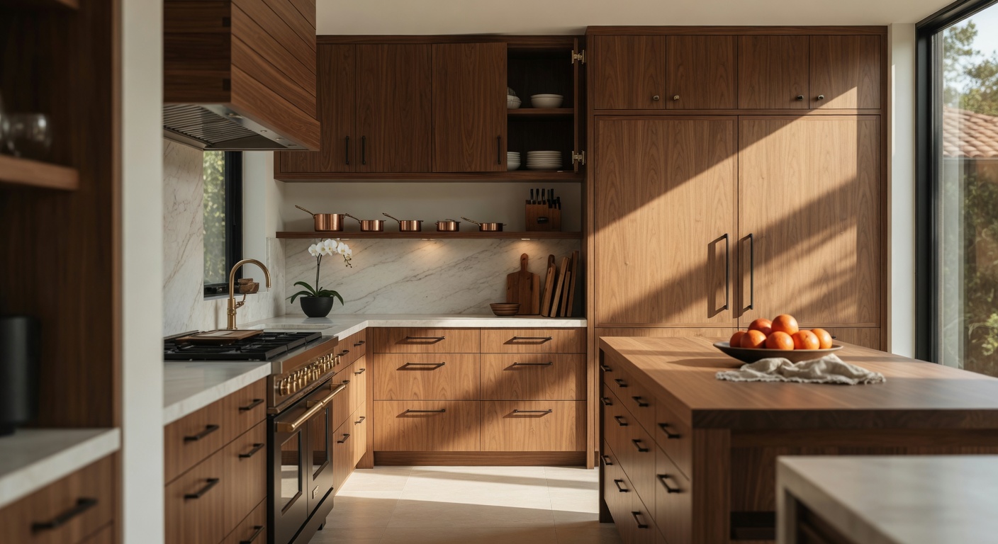 Bespoke luxury kitchen with custom wooden joinery and high-end finishes
